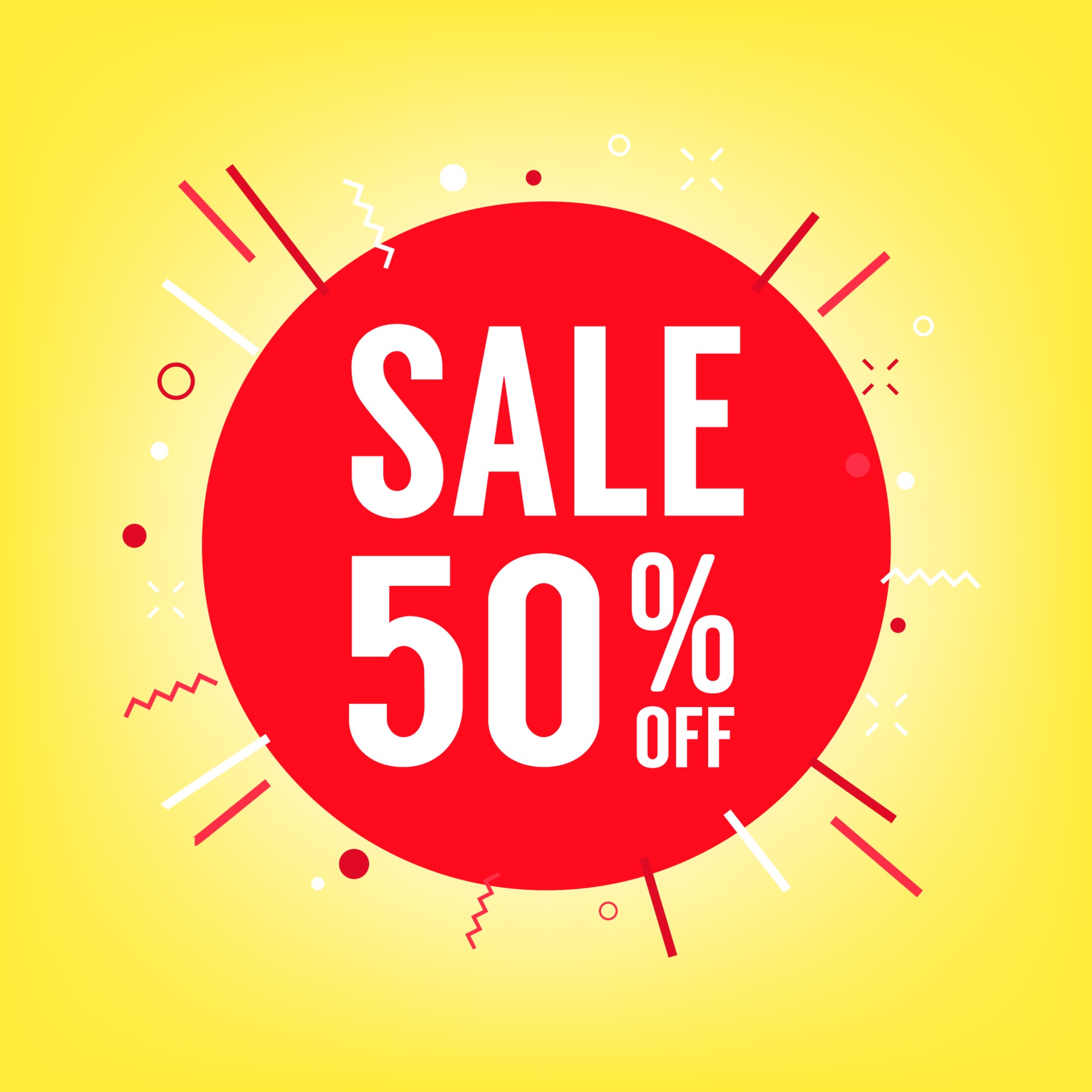 50 percent off sale tag sale of special offers discount with the price is 50 percent vector